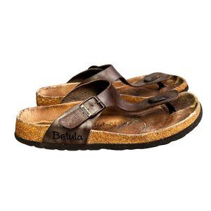 Betula by Birkenstock Gizeh Sandals Thong size 10 Women 40 Brown Oiled Leather